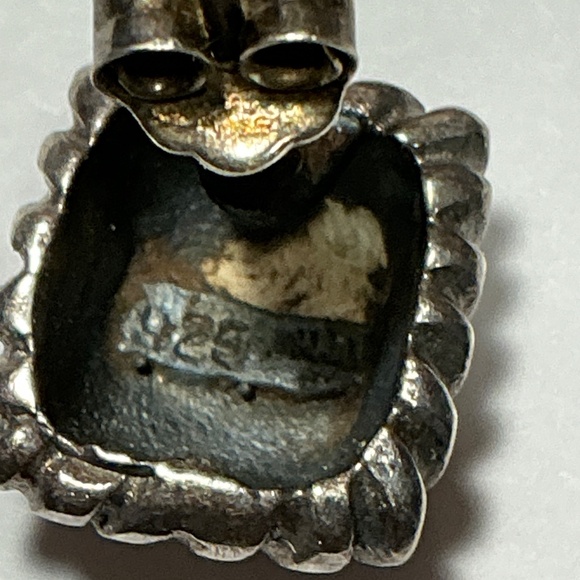 Sterling Silver Square Stud Earrings. 7/16 inches square - Picture 6 of 6